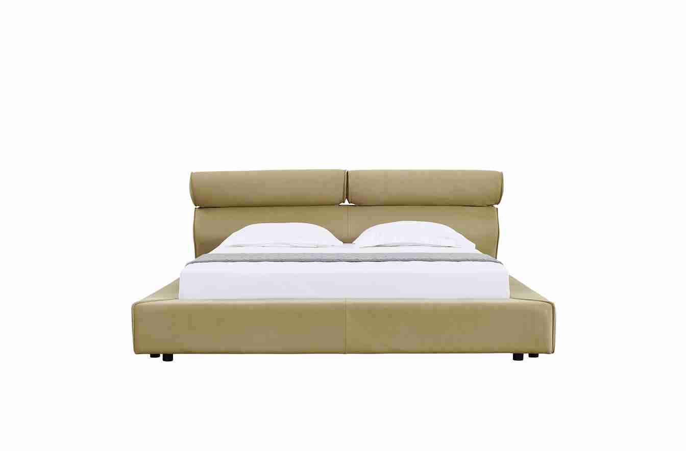 Lit avec tête de lit boudinée, alliant confort et design moderne. Idéal pour créer une ambiance chaleureuse et accueillante dans votre chambre.