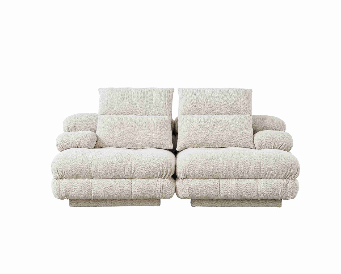 Canapé moderne deux places au design matelassé et formes volumineuses