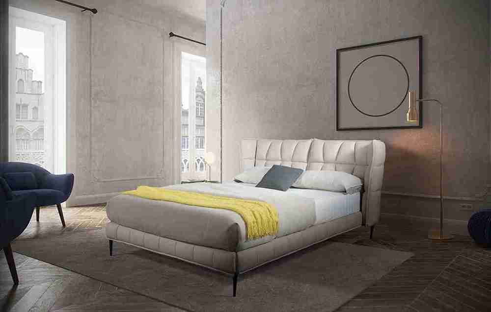 Lit en cuir de luxe au design moderne, offrant confort et élégance pour une chambre raffinée. Revêtement haut de gamme et cadre robuste garantissent des nuits paisibles.