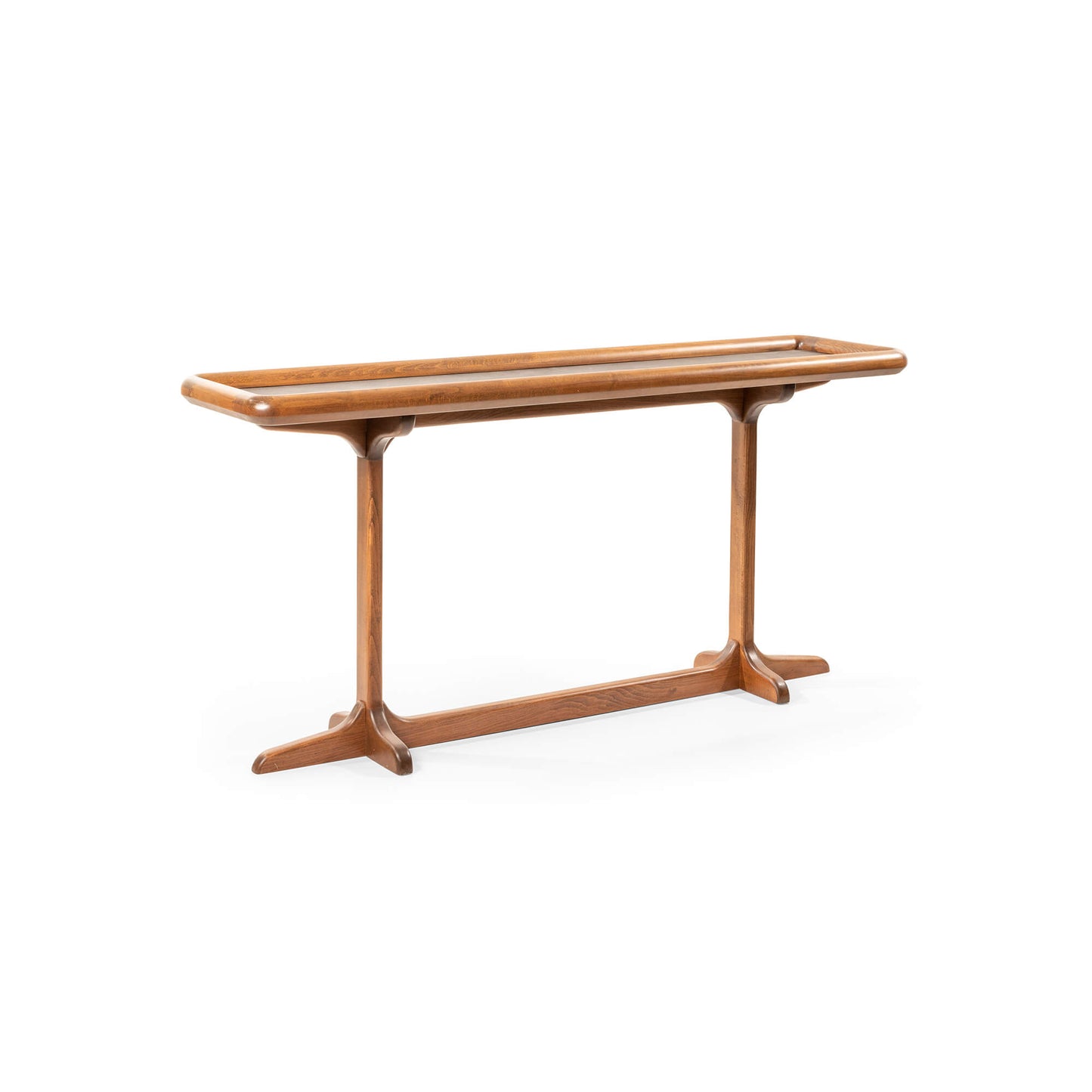 Table back sofa cuir et noyer