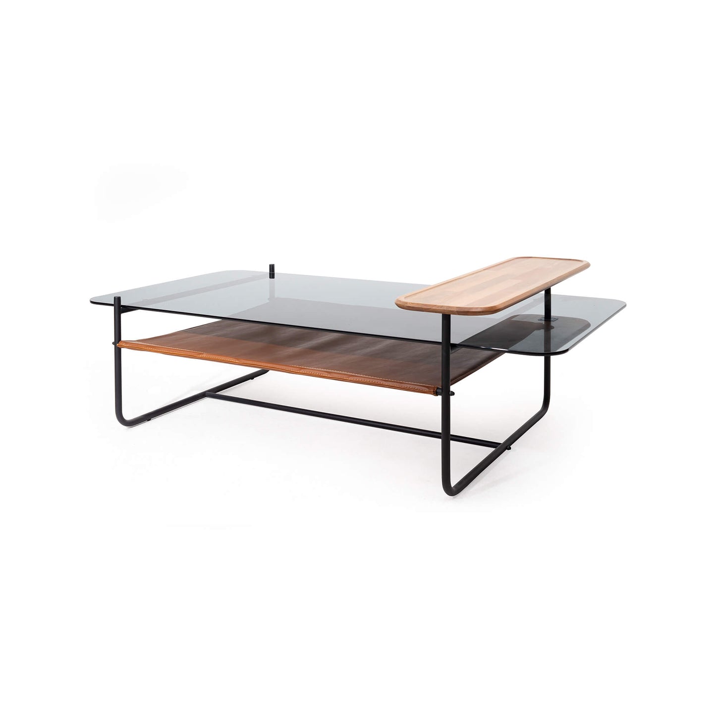 Table basse en verre et cuir