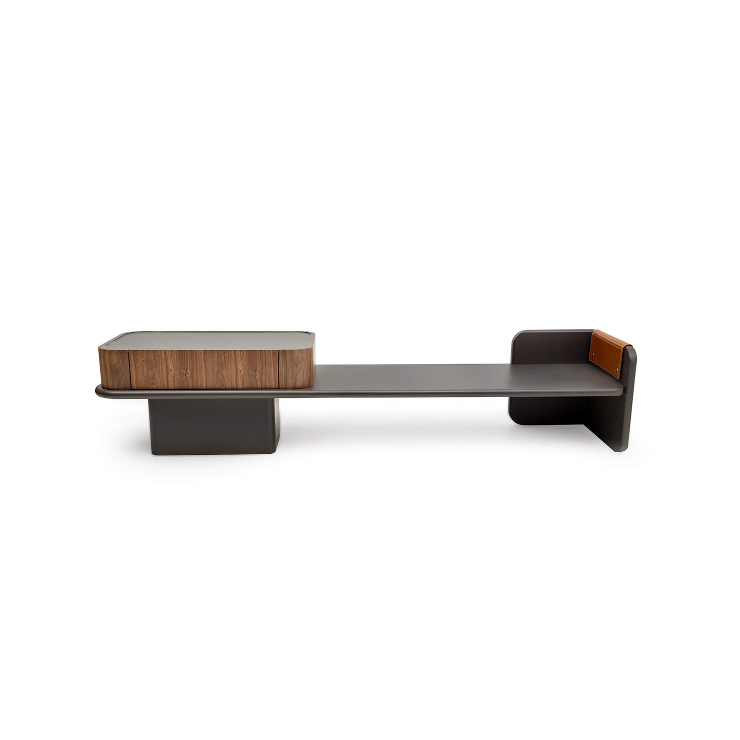 Meuble TV en noyer et cuir
