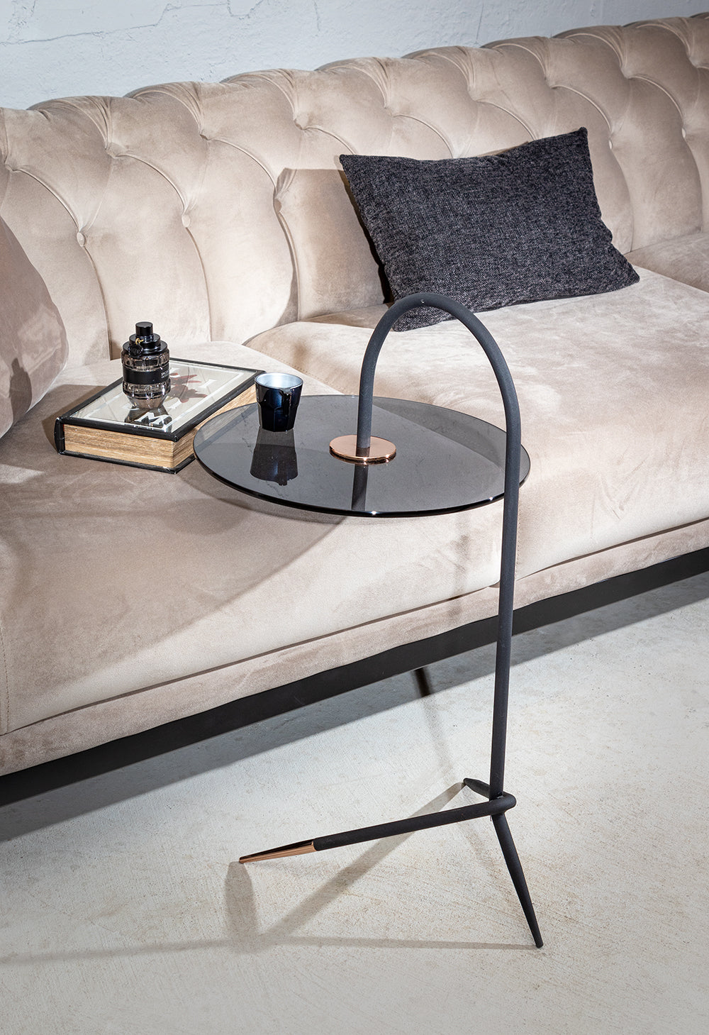 Table d'appoint clear en verre et acier inoxydable