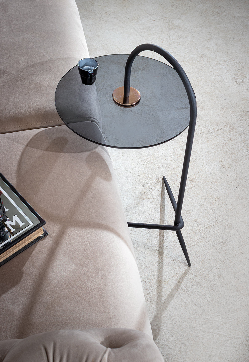Table d'appoint clear en verre et acier inoxydable