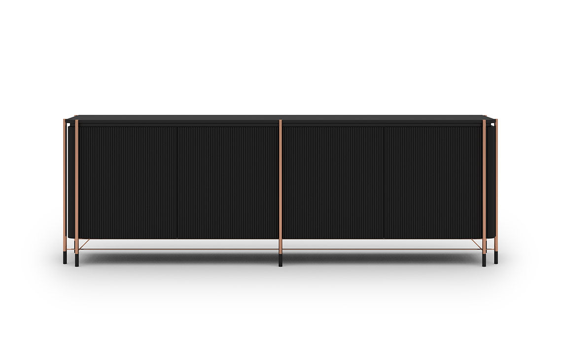 Buffet Dali marbre bois laqué acier inoxydable