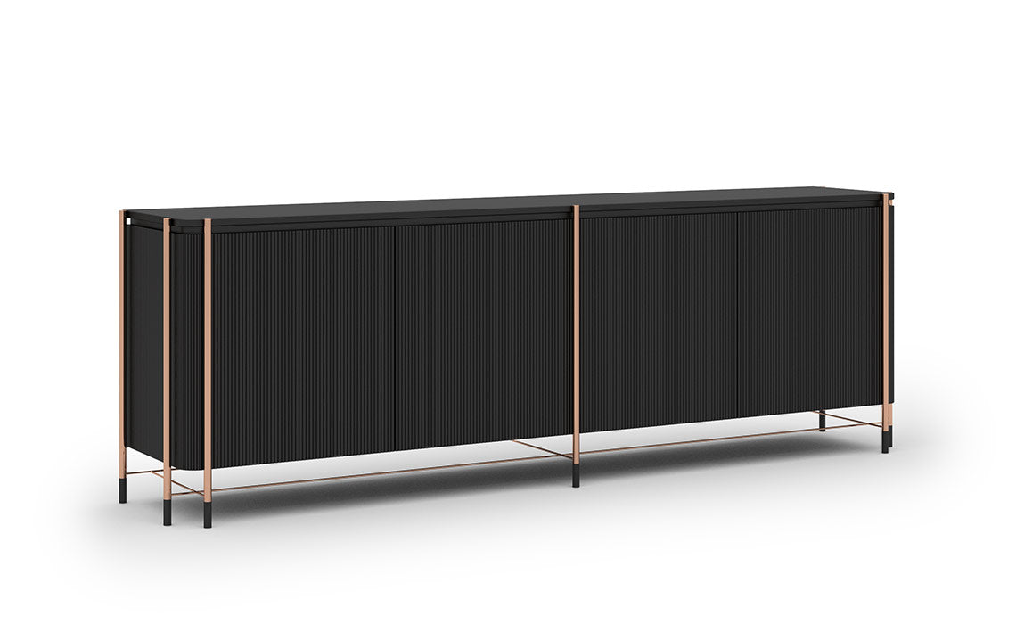 Buffet Dali marbre bois laqué acier inoxydable