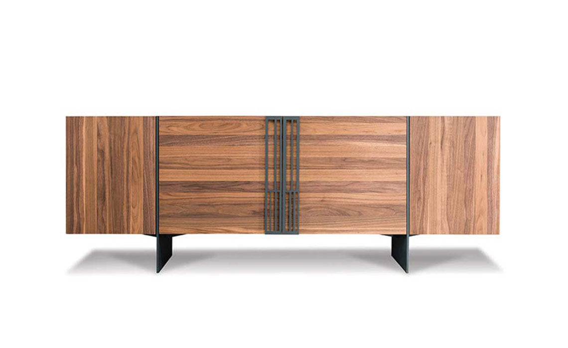 Buffet en noyer et acier inoxydable