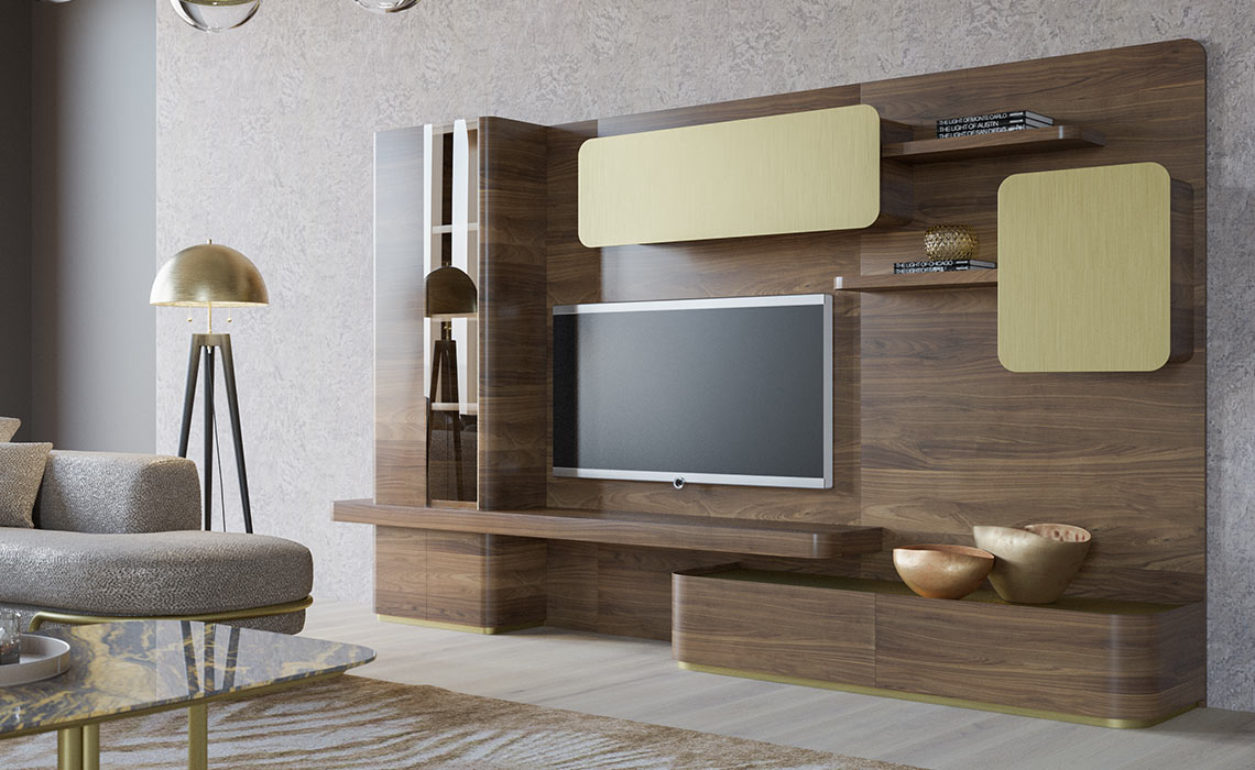 Bibliothèque TV Giallo de luxe