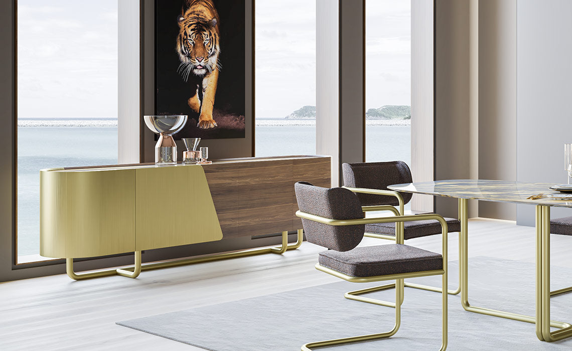 Buffet Giallo en Noyer et laiton