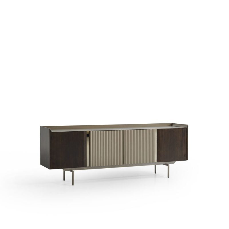 Buffet Mabel haut de gamme bois laqué et acier inoxydable