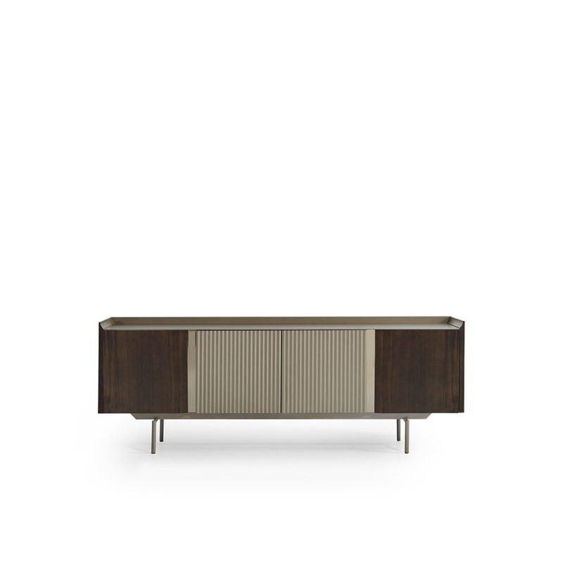 Buffet Mabel haut de gamme bois laqué et acier inoxydable