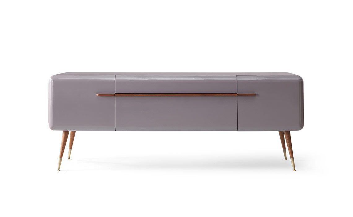Buffet en bois laqué et noyer massif laiton