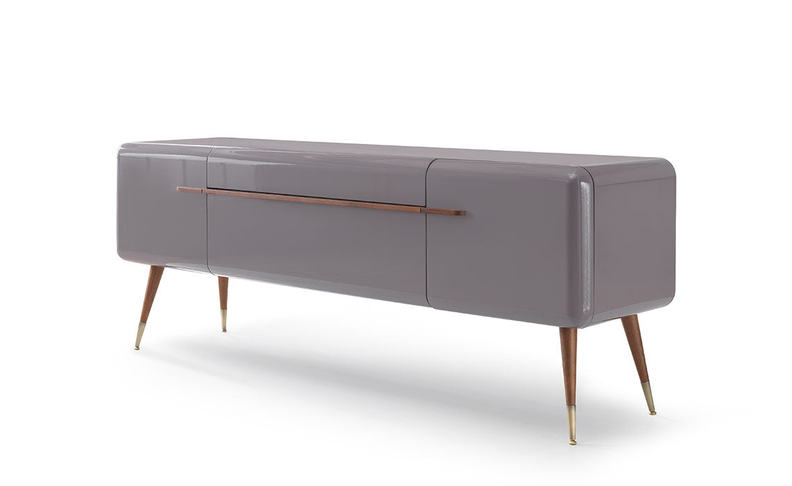 Buffet en bois laqué et noyer massif laiton