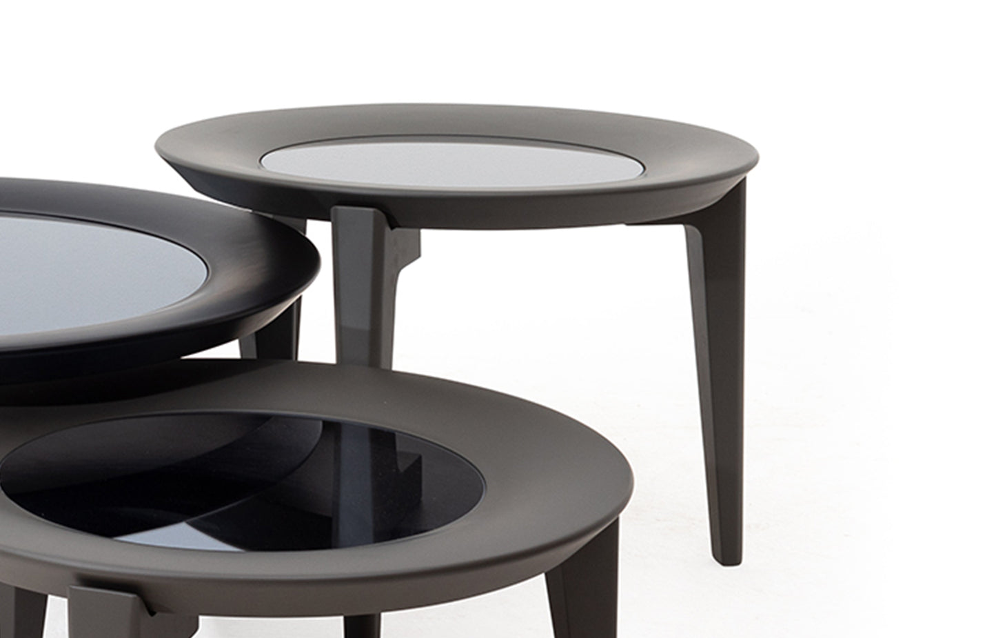 Table d'appoint Vovo bois laqué verre miroir luxe