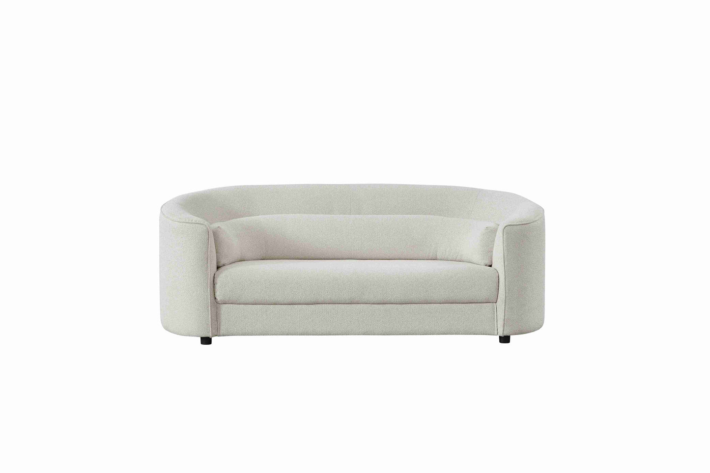 Salon moderne avec canapé et fauteuils arrondis au design épuré