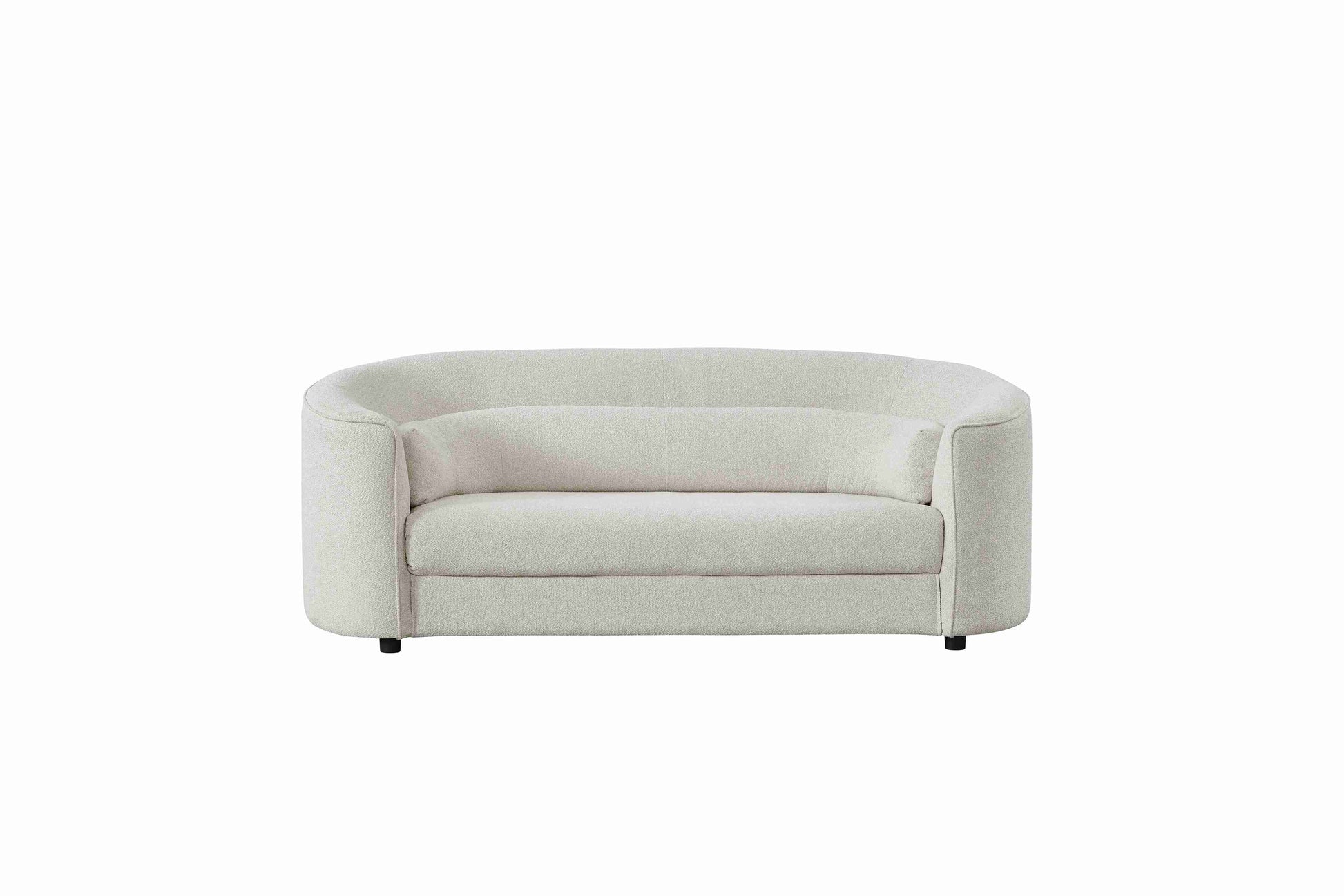 Salon moderne avec canapé et fauteuils arrondis au design épuré