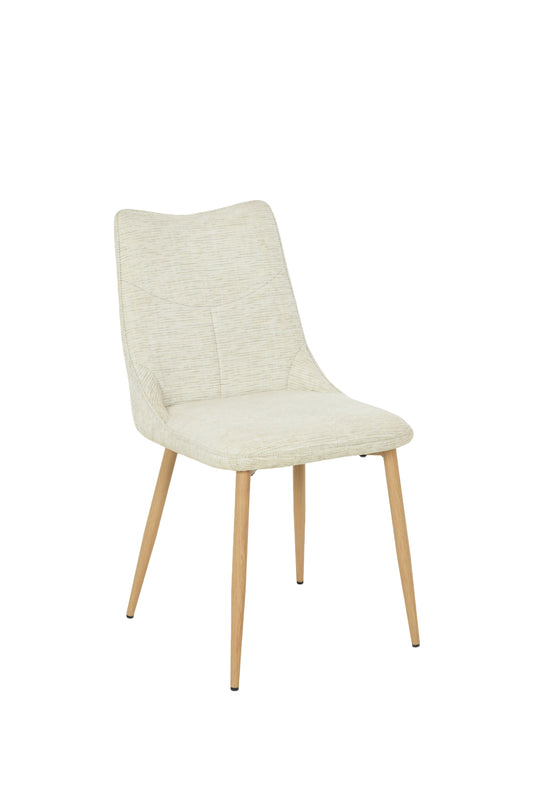 Chaise moderne en tissu beige avec pieds en bois clair design scandinave
