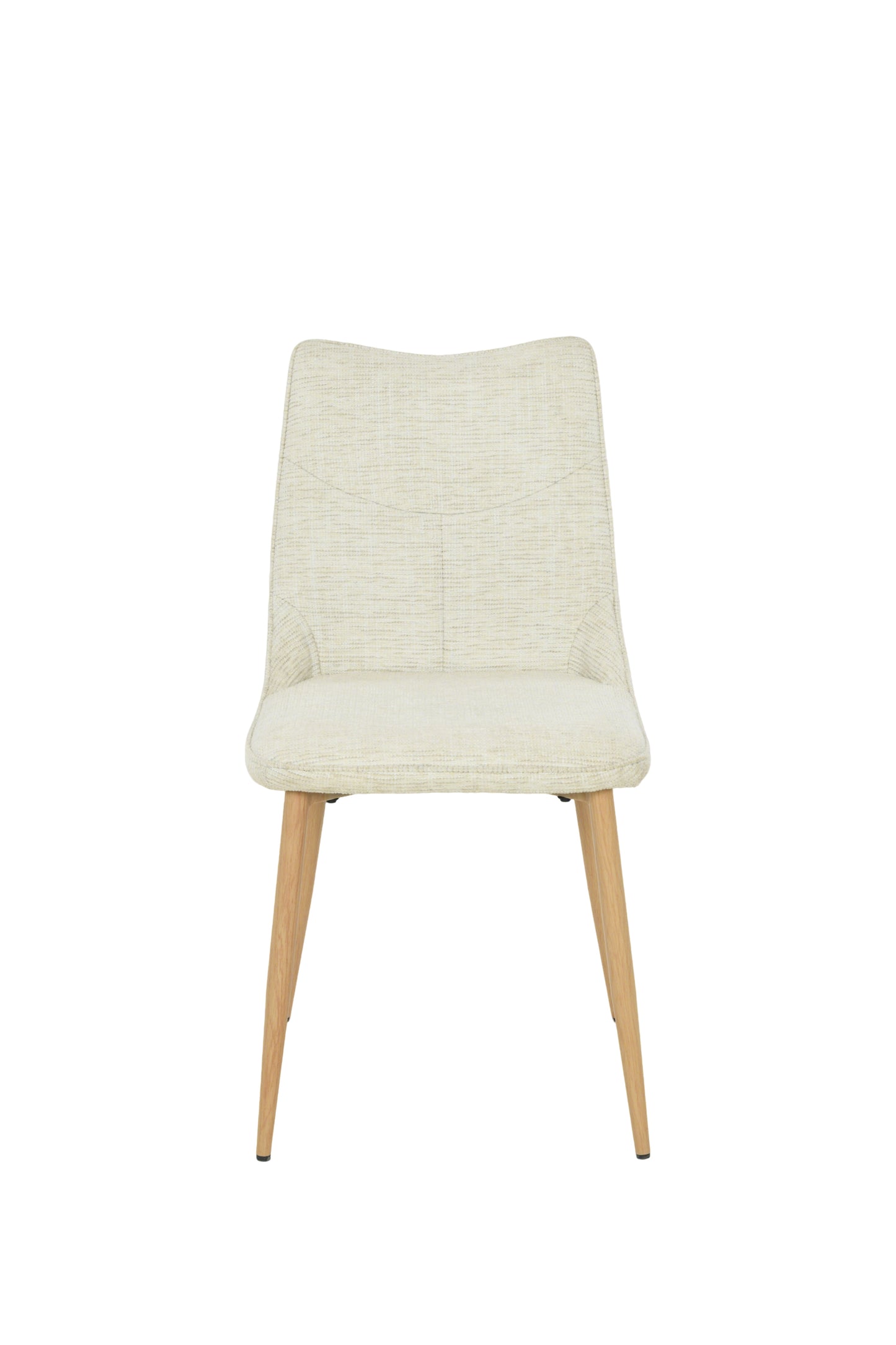 Chaise moderne en tissu beige avec pieds en bois clair design scandinave