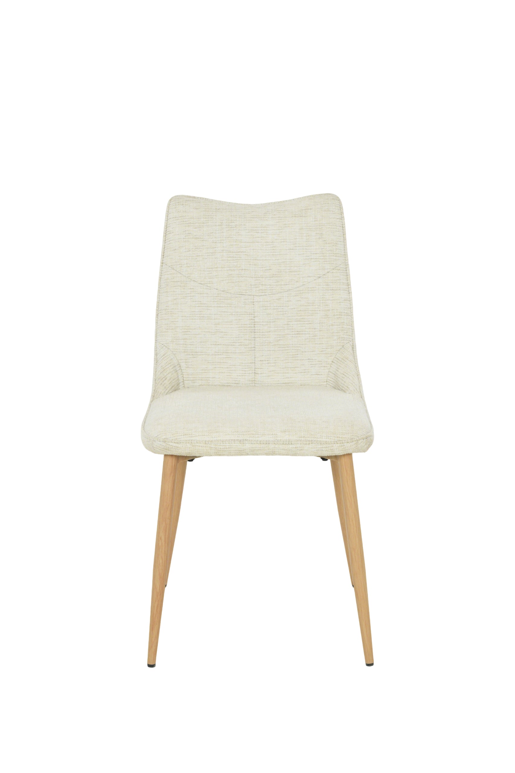 Chaise moderne en tissu beige avec pieds en bois clair design scandinave