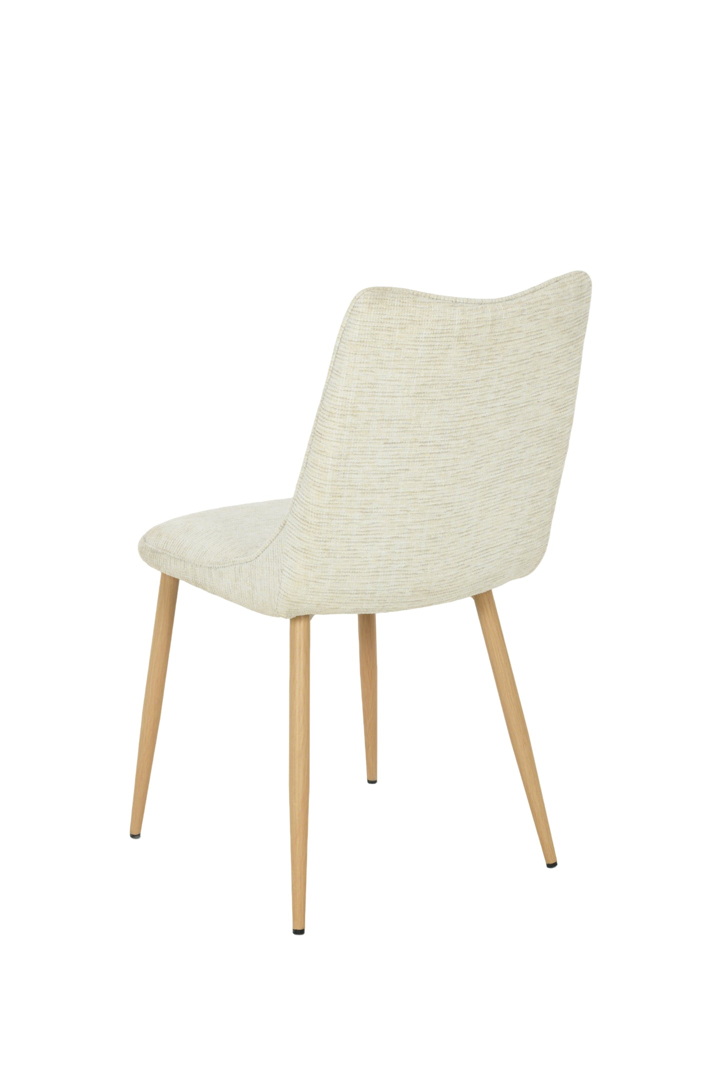 Chaise moderne en tissu beige avec pieds en bois clair design scandinave