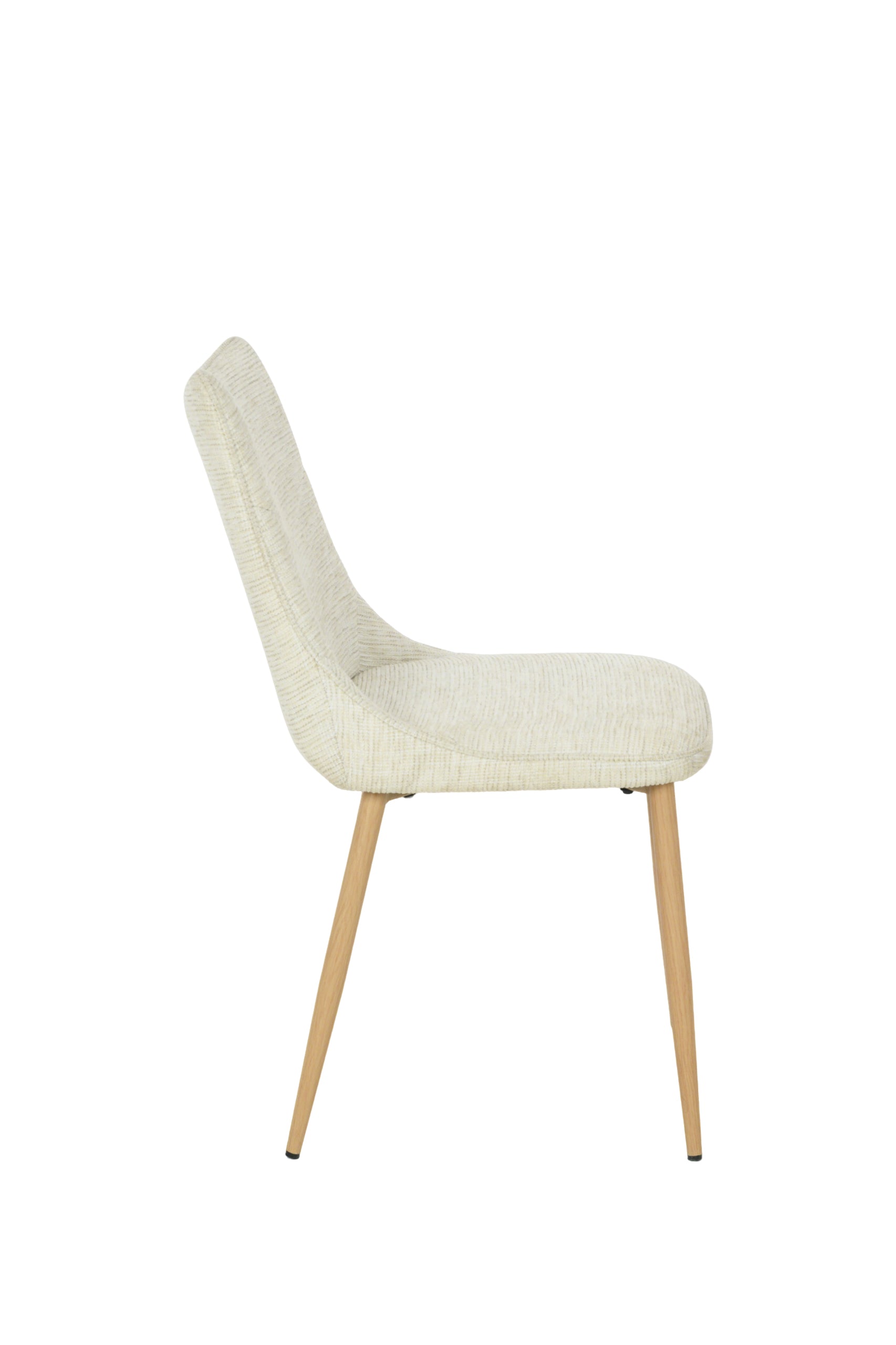 Chaise moderne en tissu beige avec pieds en bois clair design scandinave