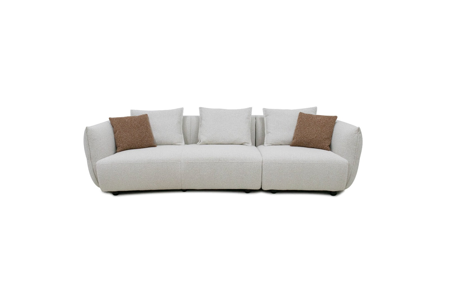 Ensemble de salon moderne composé d'un canapé 3 places, d'une méridienne et d'un fauteuil au design contemporain avec lignes arrondies et assises confortables.