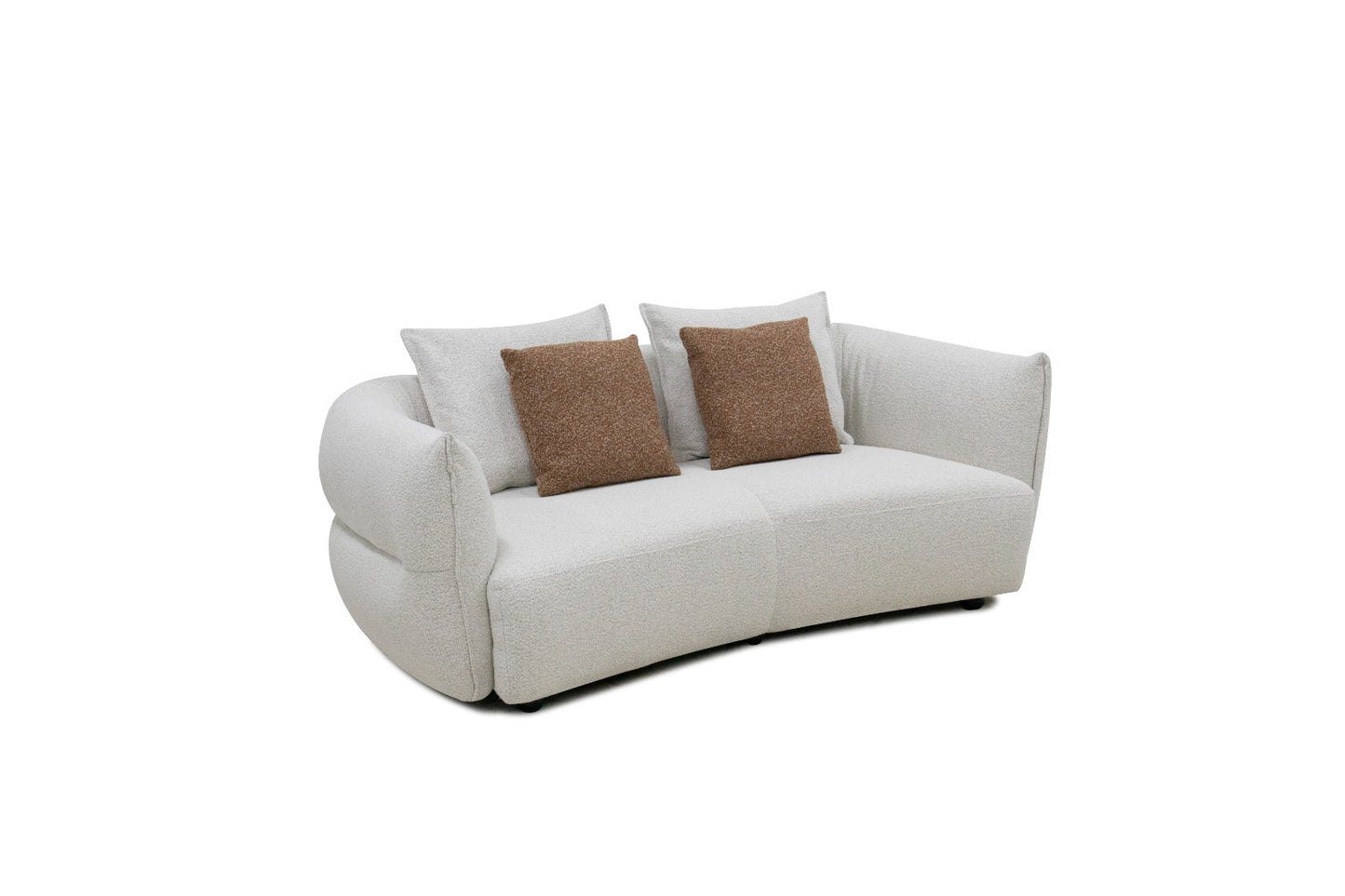 Ensemble de salon moderne composé d'un canapé 3 places, d'une méridienne et d'un fauteuil au design contemporain avec lignes arrondies et assises confortables.