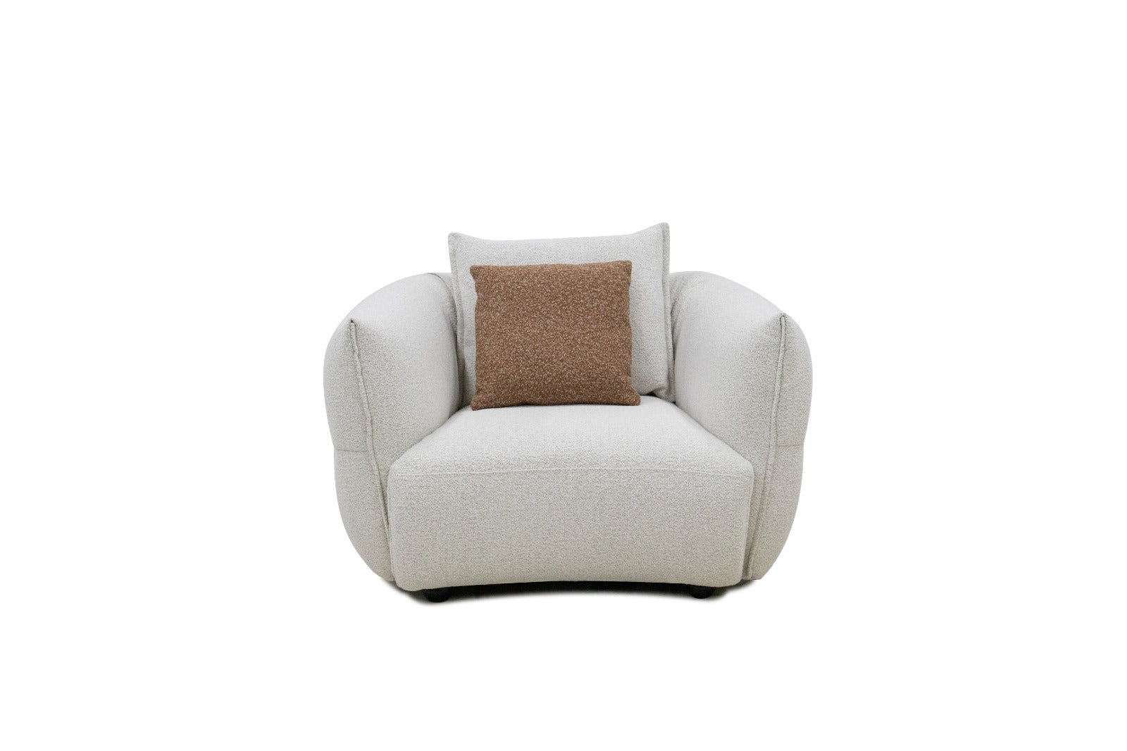 Ensemble de salon moderne composé d'un canapé 3 places, d'une méridienne et d'un fauteuil au design contemporain avec lignes arrondies et assises confortables.