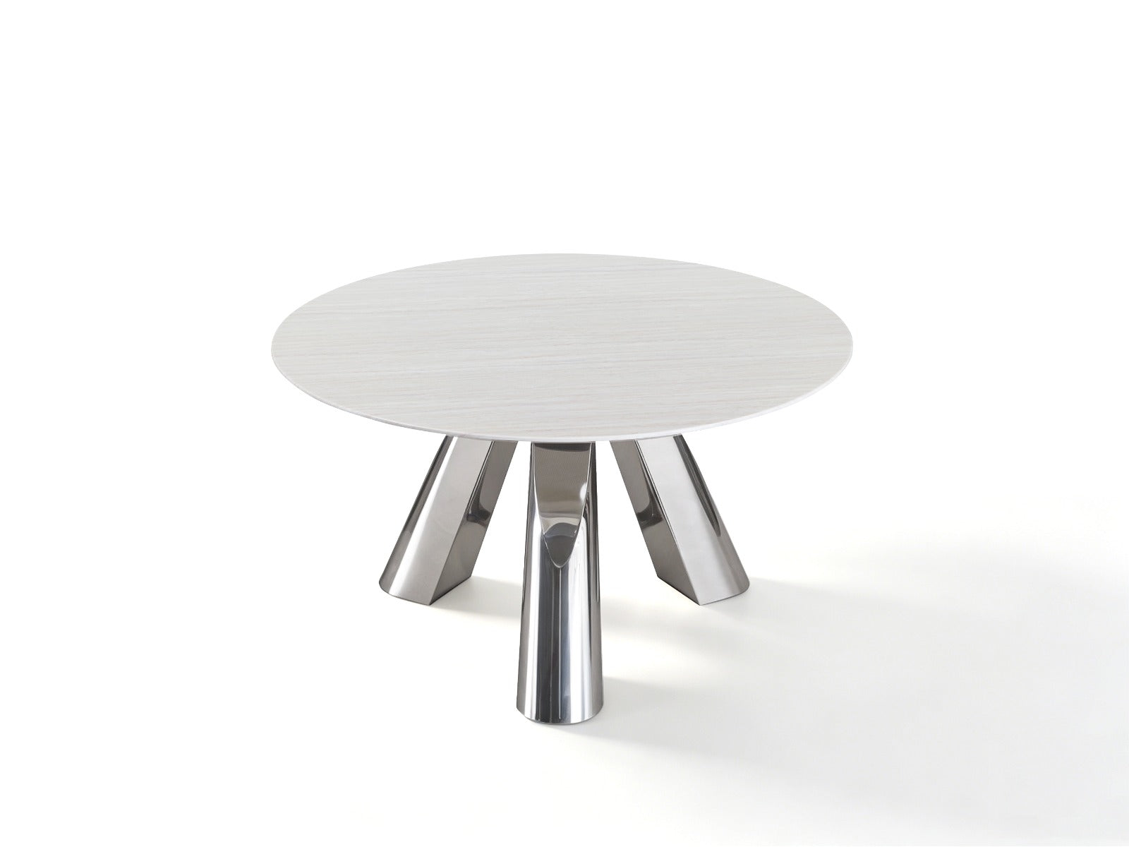 Table à manger ronde au design contemporain avec piètement sculptural
