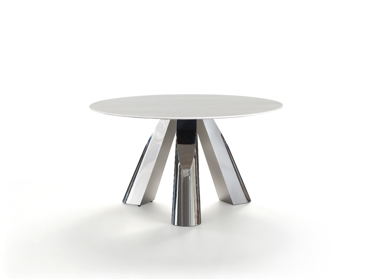 Table à manger ronde au design contemporain avec piètement sculptural