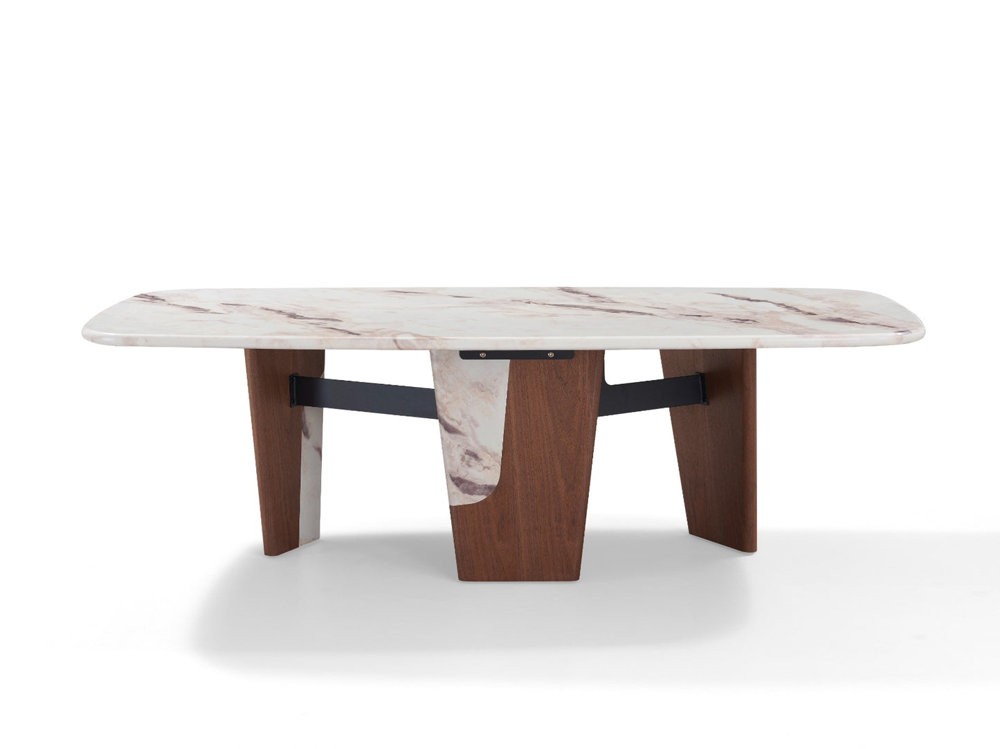 Table à manger moderne effet marbre avec structure en bois et chaises design