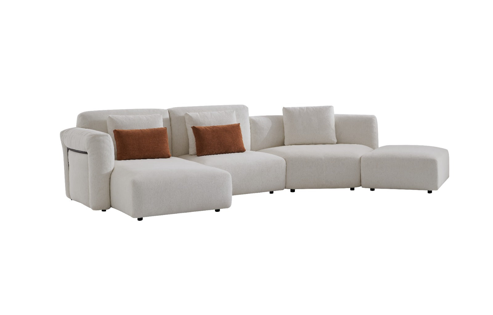 Canapé modulable contemporain avec assises larges et coussins moelleux, idéal pour aménager un salon élégant et confortable.