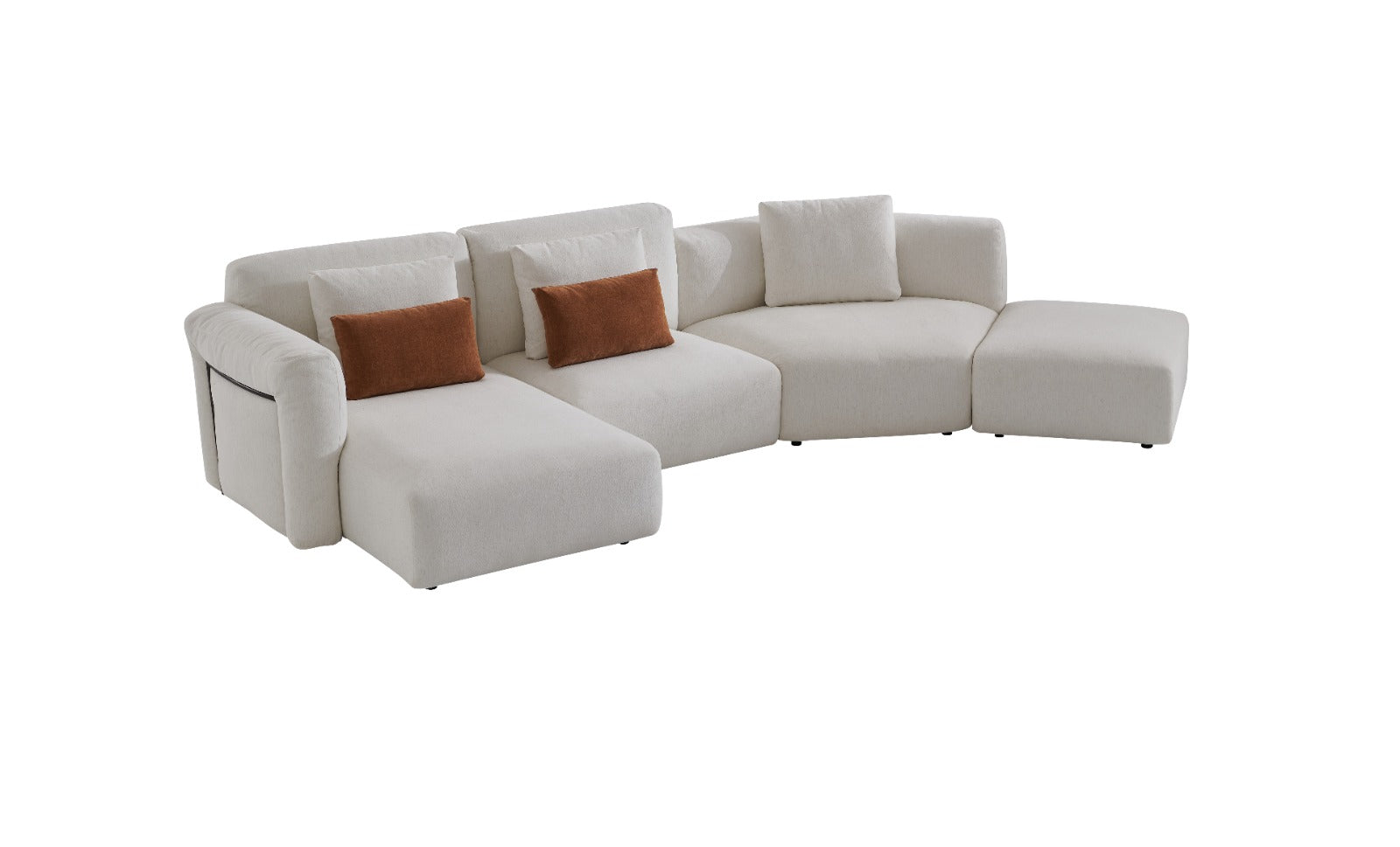 Canapé modulable contemporain avec assises larges et coussins moelleux, idéal pour aménager un salon élégant et confortable.