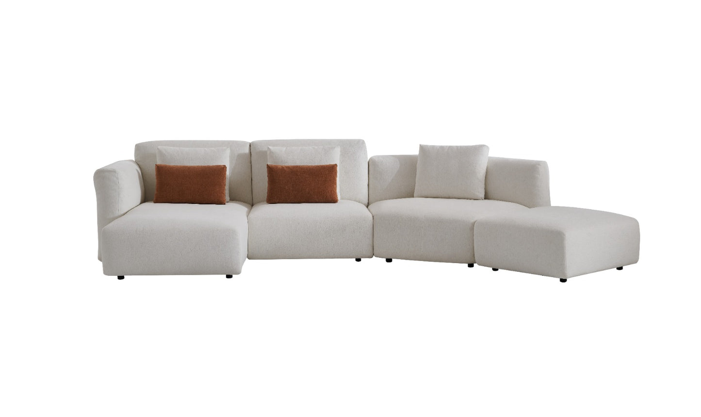 Canapé modulable contemporain avec assises larges et coussins moelleux, idéal pour aménager un salon élégant et confortable.