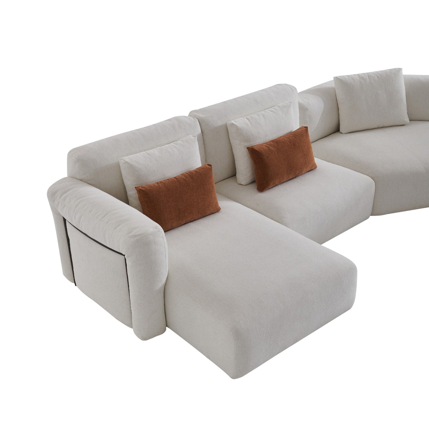 Canapé modulable contemporain avec assises larges et coussins moelleux, idéal pour aménager un salon élégant et confortable.