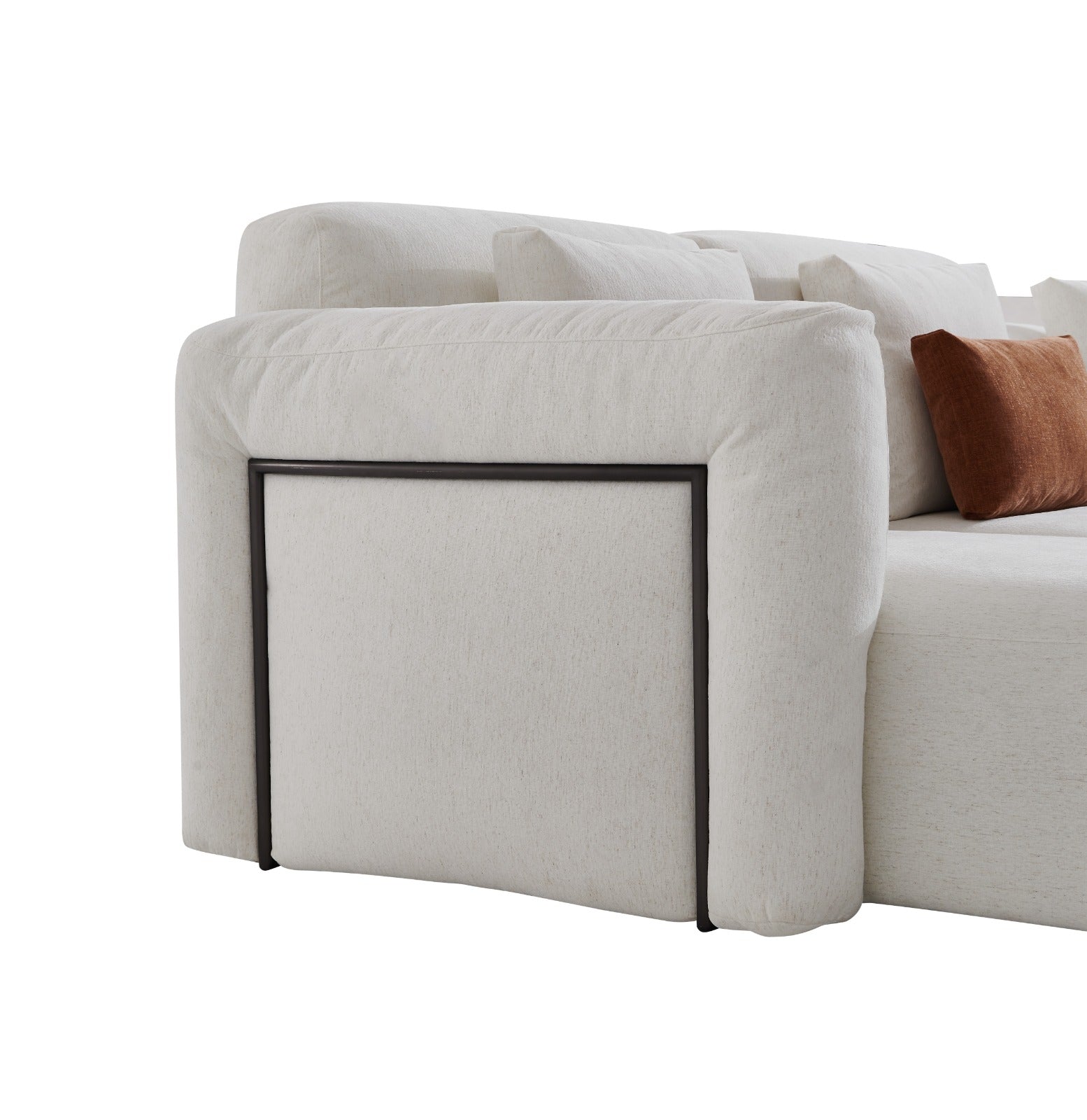 Canapé modulable contemporain avec assises larges et coussins moelleux, idéal pour aménager un salon élégant et confortable.