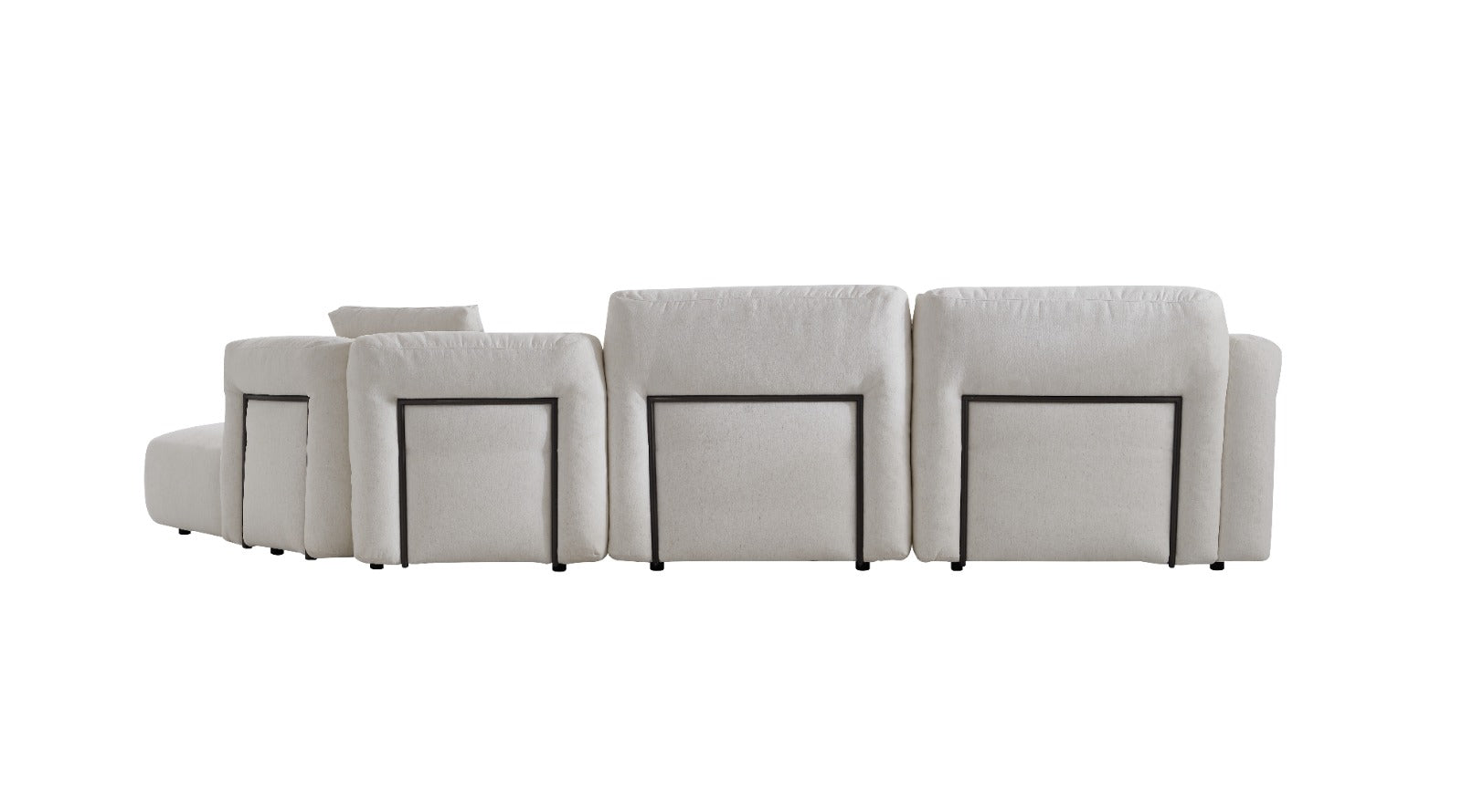 Canapé modulable contemporain avec assises larges et coussins moelleux, idéal pour aménager un salon élégant et confortable.
