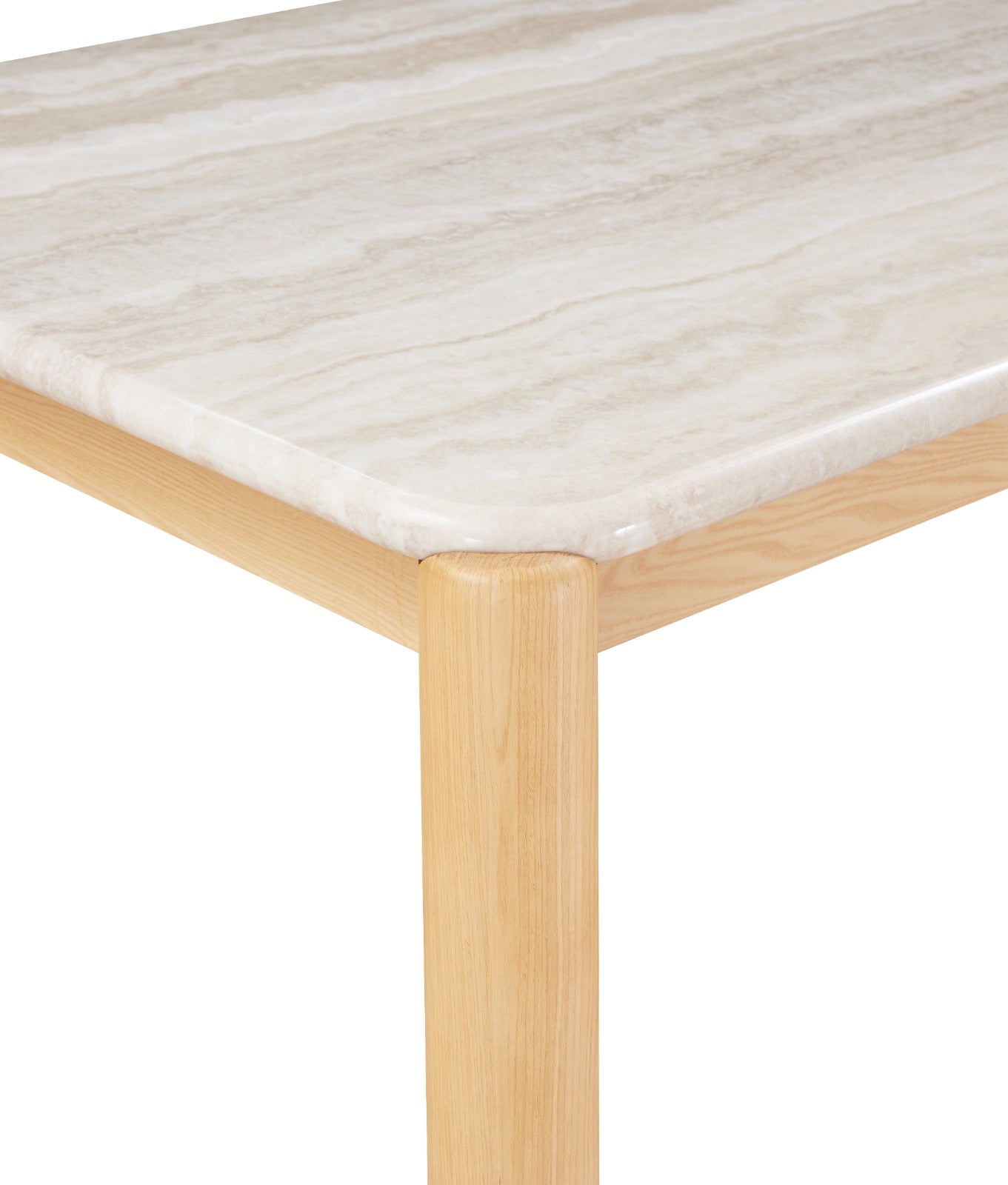 Table à manger moderne avec plateau arrondi et chaises rembourrées au design contemporain