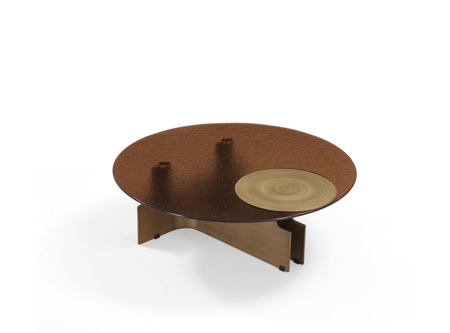 Duo Louisiana composé d’une table basse ronde et d’une table d’appoint au design contemporain.