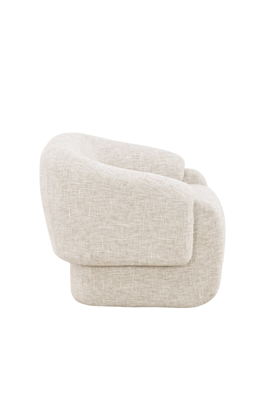 Bergère élégante au design arrondi avec assise confortable et dossier enveloppant, idéale pour un intérieur moderne et raffiné.