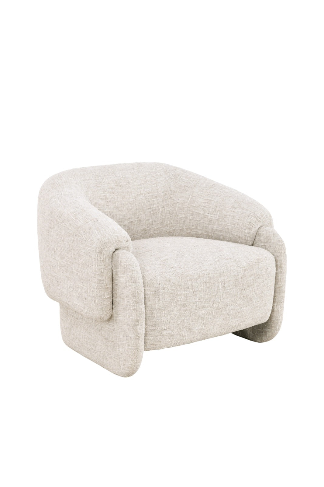 Bergère élégante au design arrondi avec assise confortable et dossier enveloppant, idéale pour un intérieur moderne et raffiné.