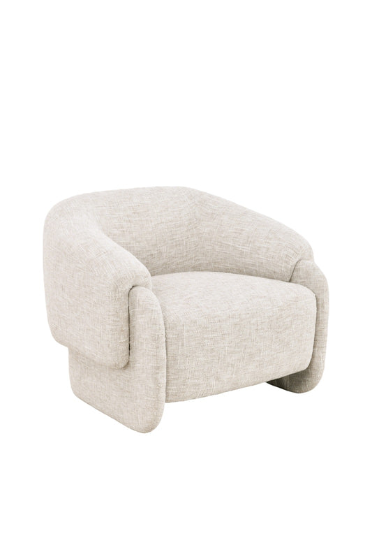 Bergère élégante au design arrondi avec assise confortable et dossier enveloppant, idéale pour un intérieur moderne et raffiné.