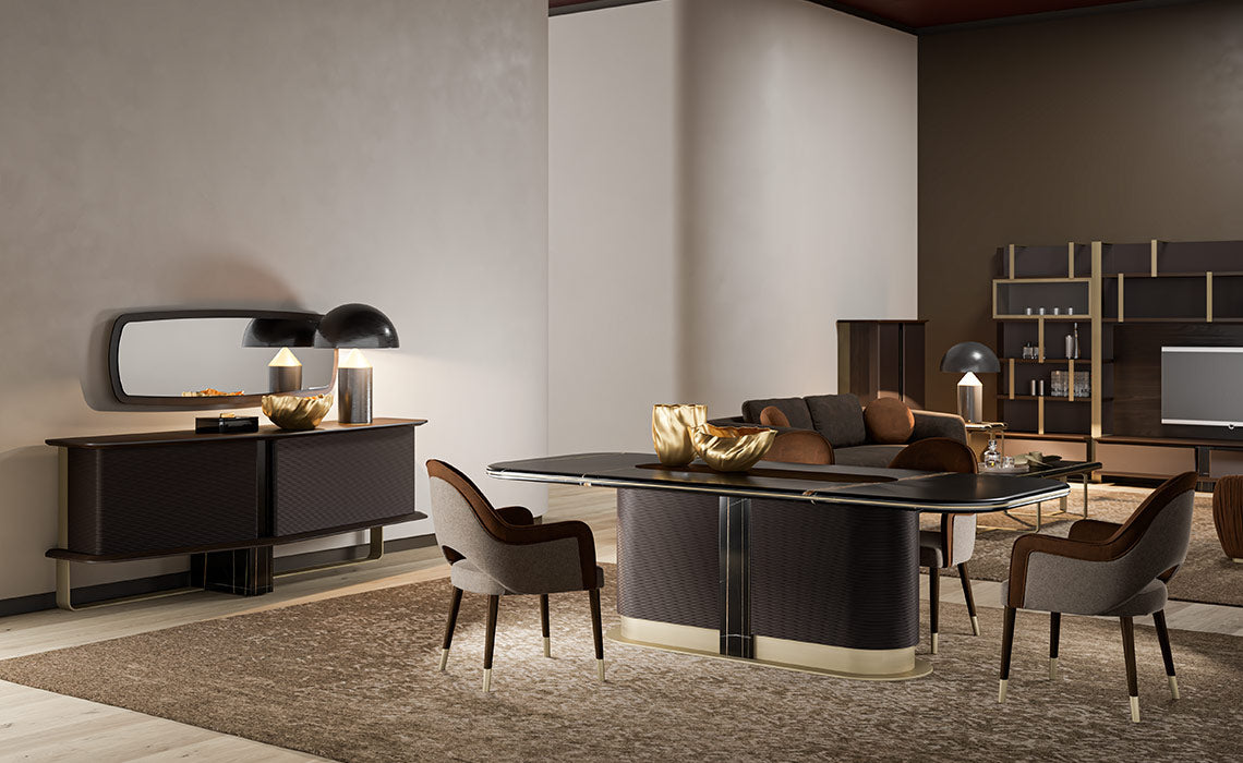 Ajoutez une touche de modernité et de confort à votre espace de vie avec notre chaise en laiton et tissu haut de gamme chez Mazelia Home"